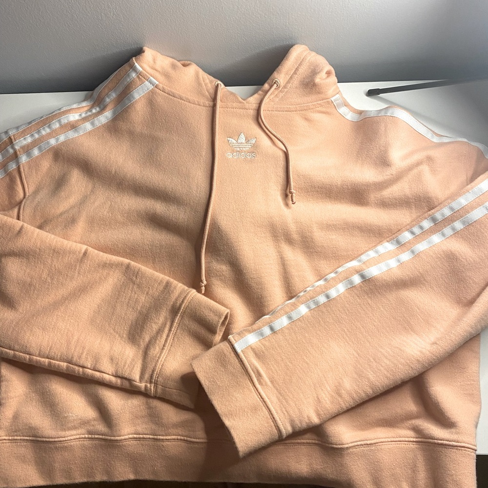 Adidas Pink Crop Hoodie (Size XS)